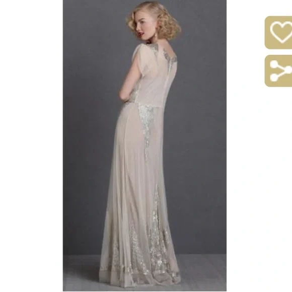 Bhldn Dresses | Anna Sui Aiguille For Bhldn Gown - Easy To Alter Stunning | Color: Gray/White | Size: 8 | Kellymorganrowe's Closet